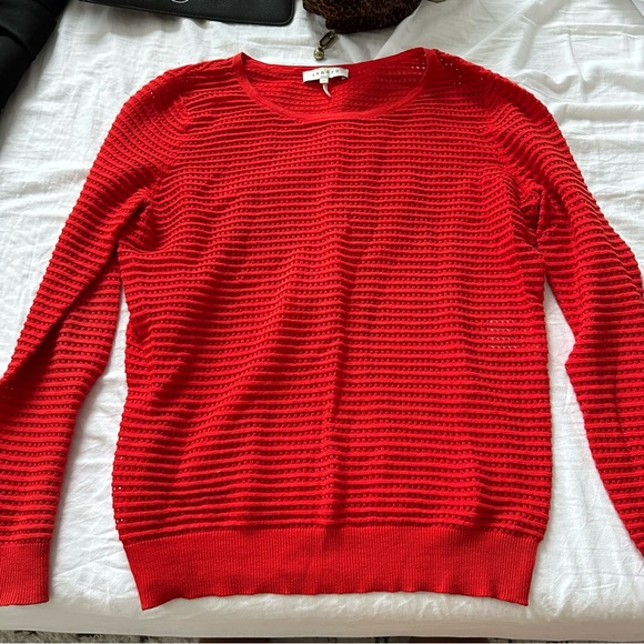 Sandro red pointelle sweater size 1 - Picture 4 of 5